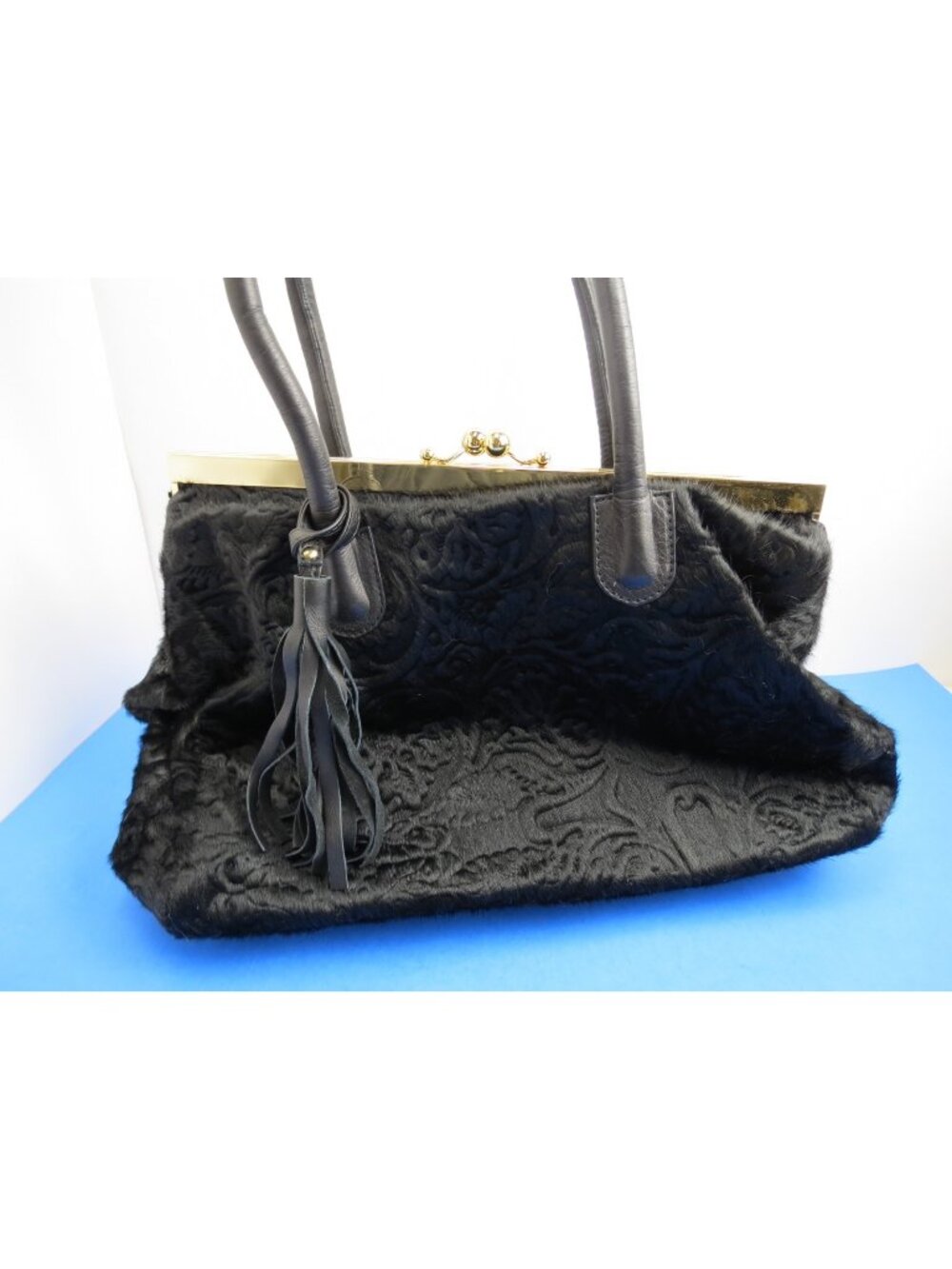 Alberta di Canio Black Fuzzy Fur Large Handbag